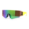 Boys Color Mirror Futuristic Robotic Shield Curved Wrap Sunglasses