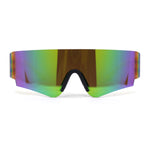 Boys Color Mirror Futuristic Robotic Shield Curved Wrap Sunglasses