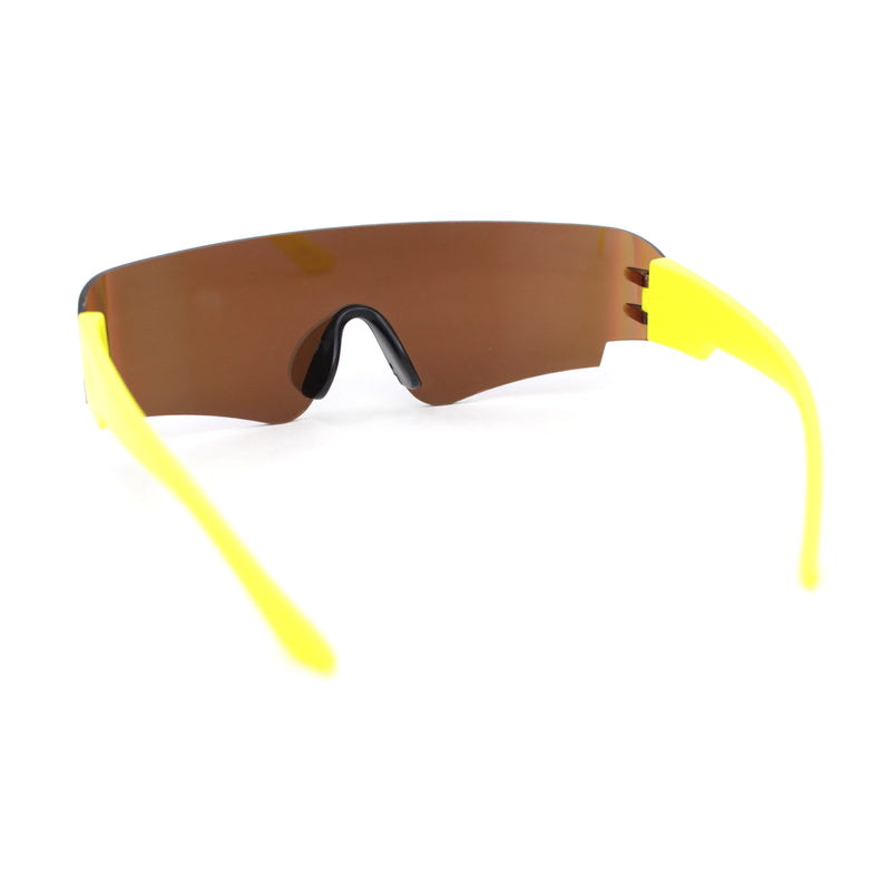 Boys Color Mirror Futuristic Robotic Shield Curved Wrap Sunglasses