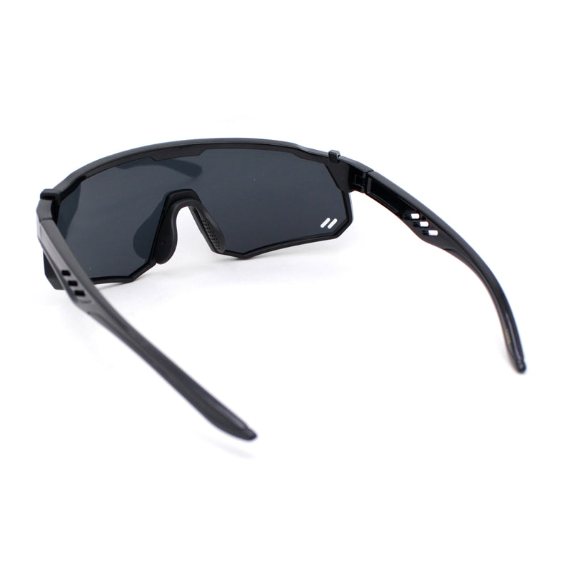 Mens Mirrored Paint Splatter 80s Shield Plastic Sport Sunglasses