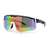 Mens Mirrored Paint Splatter 80s Shield Plastic Sport Sunglasses