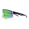 Mens Mirrored Paint Splatter 80s Shield Plastic Sport Sunglasses