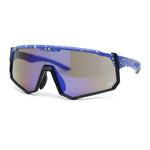 Mens Mirrored Paint Splatter 80s Shield Plastic Sport Sunglasses