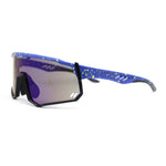 Mens Mirrored Paint Splatter 80s Shield Plastic Sport Sunglasses