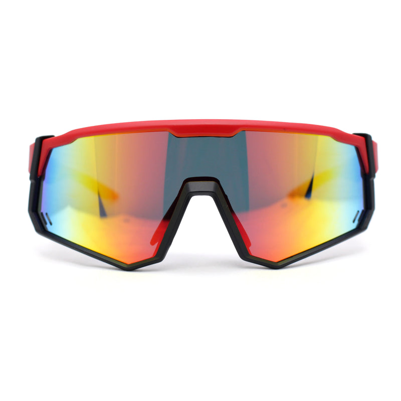 Mens Mirrored Paint Splatter 80s Shield Plastic Sport Sunglasses