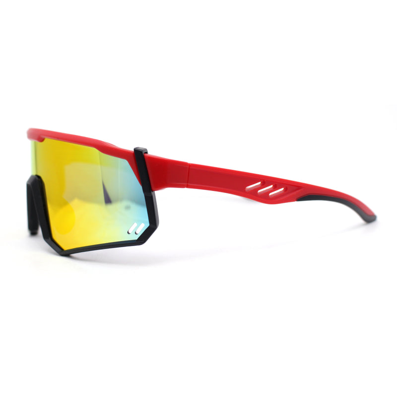 Mens Mirrored Paint Splatter 80s Shield Plastic Sport Sunglasses