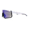 Mens Mirrored Paint Splatter 80s Shield Plastic Sport Sunglasses