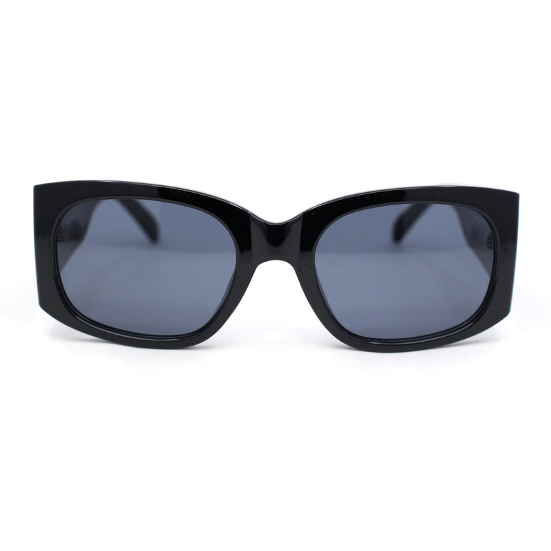 Womens Thick Temple Mod Fashion Rectangle Plastic Chic Sunglasses