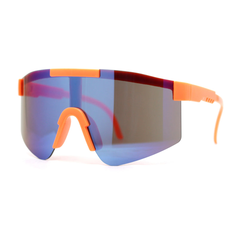 Boys Kids Rimless Color Mirror Neon Wrap Curved Sport Sunglasses