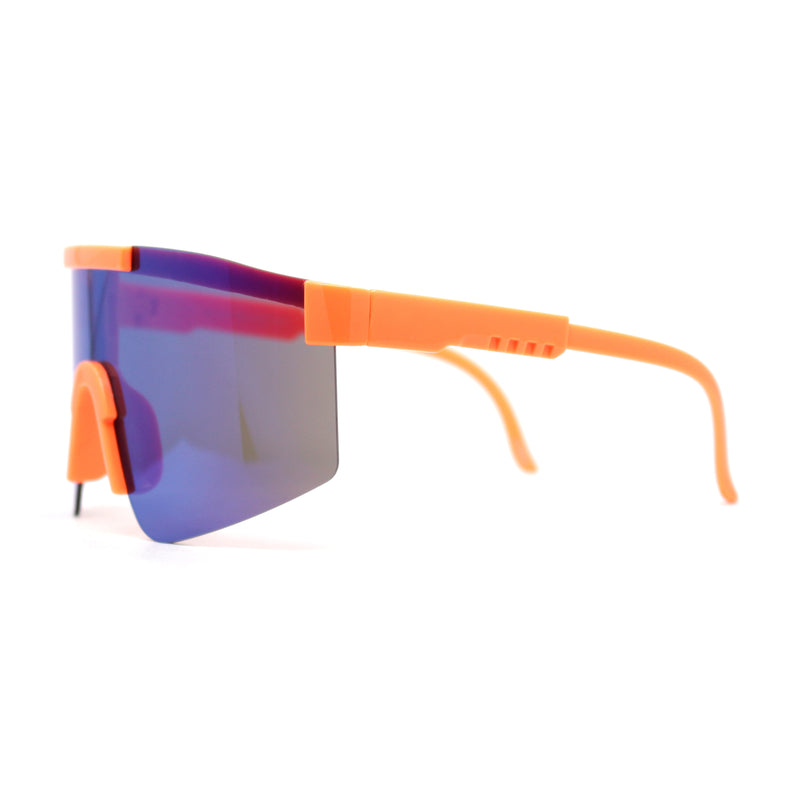 Boys Kids Rimless Color Mirror Neon Wrap Curved Sport Sunglasses