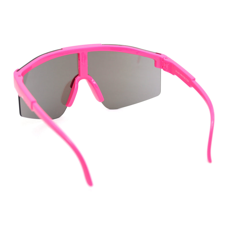 Boys Kids Rimless Color Mirror Neon Wrap Curved Sport Sunglasses