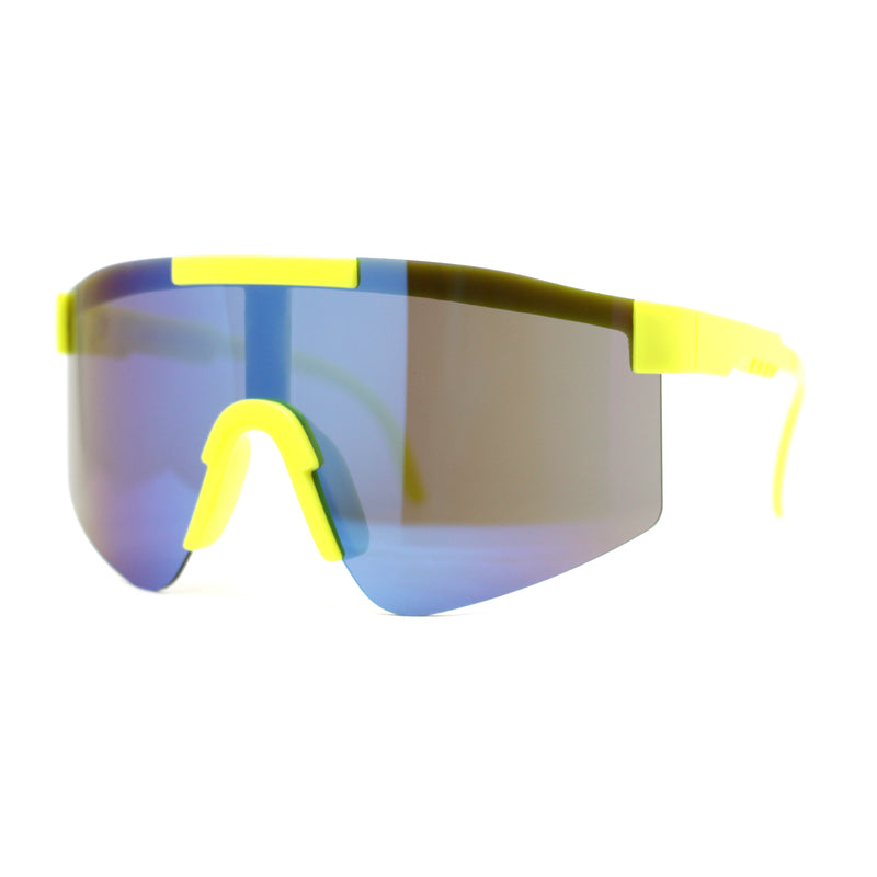 Boys Kids Rimless Color Mirror Neon Wrap Curved Sport Sunglasses