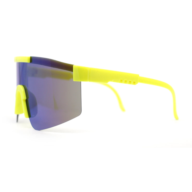 Boys Kids Rimless Color Mirror Neon Wrap Curved Sport Sunglasses