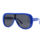 Womens Oversized Shield Flat Top Racer Plastic Retro Sunglasses