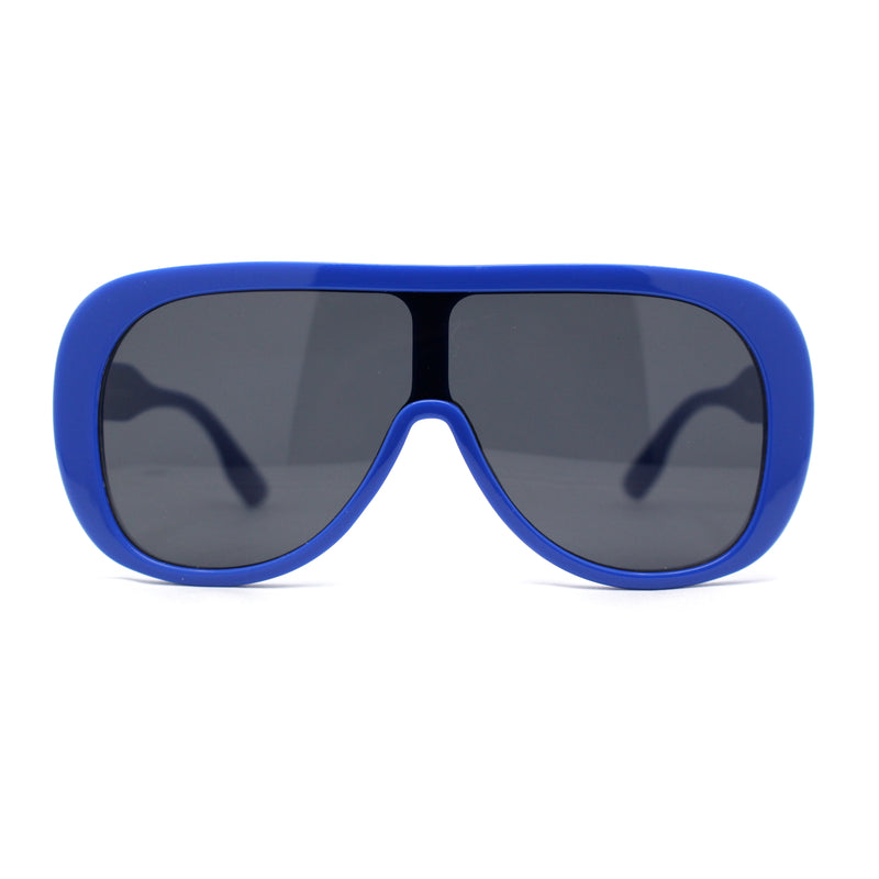 Womens Oversized Shield Flat Top Racer Plastic Retro Sunglasses