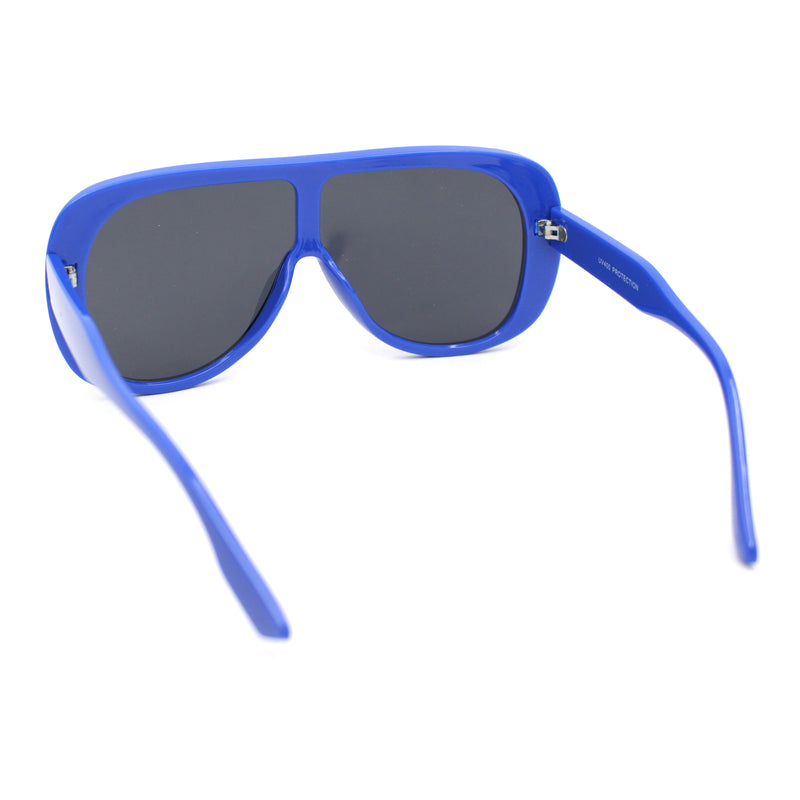 Womens Oversized Shield Flat Top Racer Plastic Retro Sunglasses