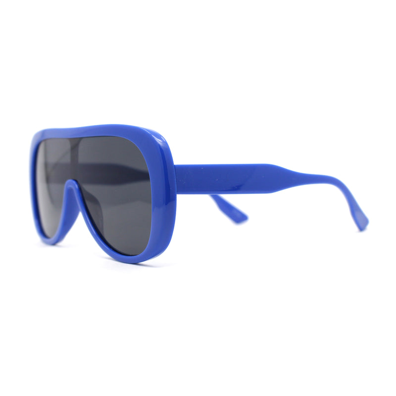 Womens Oversized Shield Flat Top Racer Plastic Retro Sunglasses