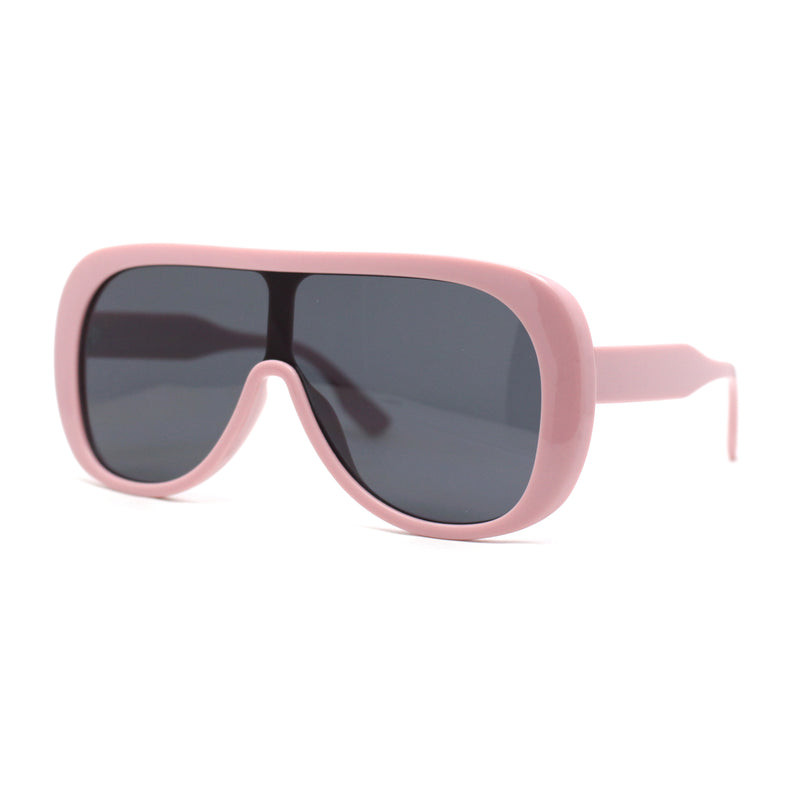 Womens Oversized Shield Flat Top Racer Plastic Retro Sunglasses