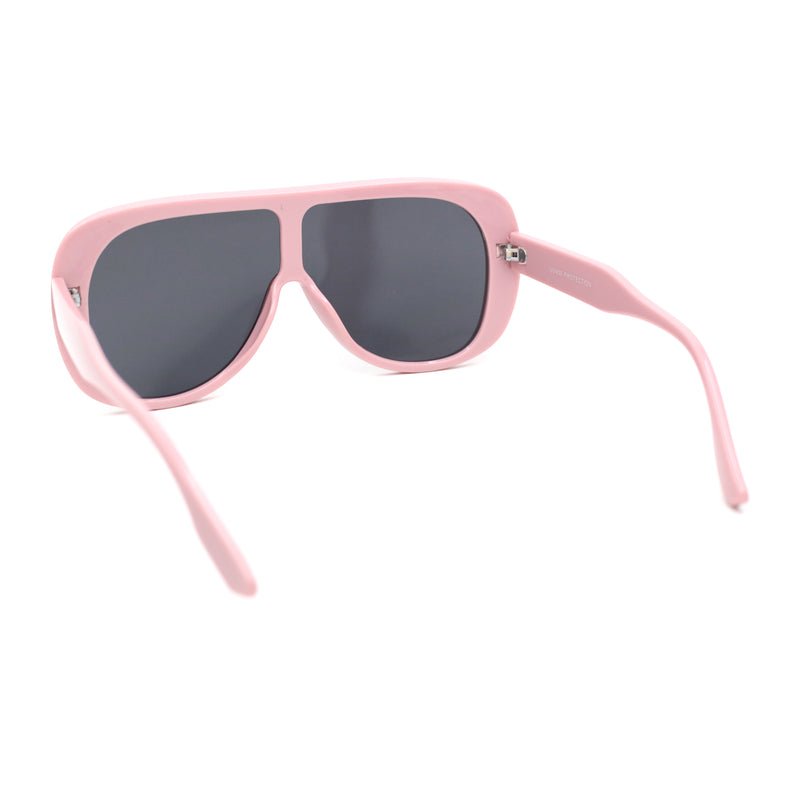 Womens Oversized Shield Flat Top Racer Plastic Retro Sunglasses