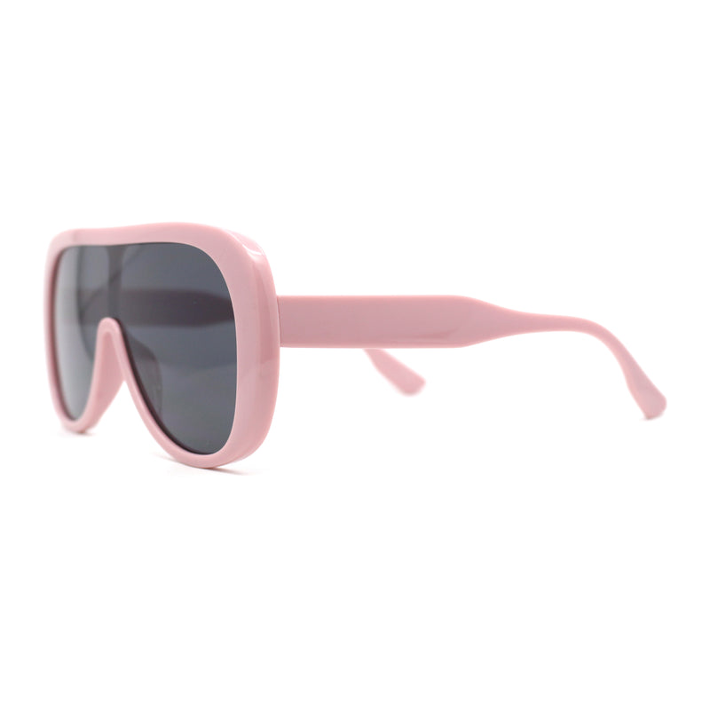 Womens Oversized Shield Flat Top Racer Plastic Retro Sunglasses