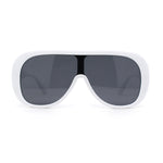 Womens Oversized Shield Flat Top Racer Plastic Retro Sunglasses