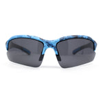 Polarized Xloop Camo Print Wrap Half Rim Baseball Sport Plastic Sunglasses