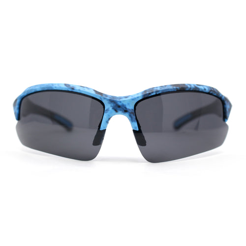 Polarized Xloop Camo Print Wrap Half Rim Baseball Sport Plastic Sunglasses