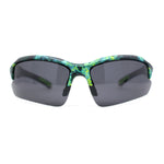 Polarized Xloop Camo Print Wrap Half Rim Baseball Sport Plastic Sunglasses