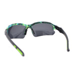 Polarized Xloop Camo Print Wrap Half Rim Baseball Sport Plastic Sunglasses