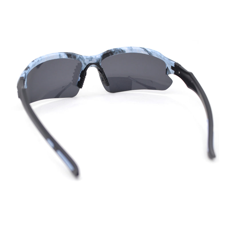 Polarized Xloop Camo Print Wrap Half Rim Baseball Sport Plastic Sunglasses