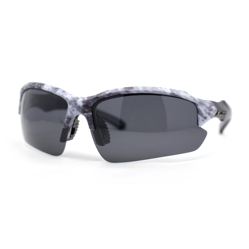 Polarized Xloop Camo Print Wrap Half Rim Baseball Sport Plastic Sunglasses