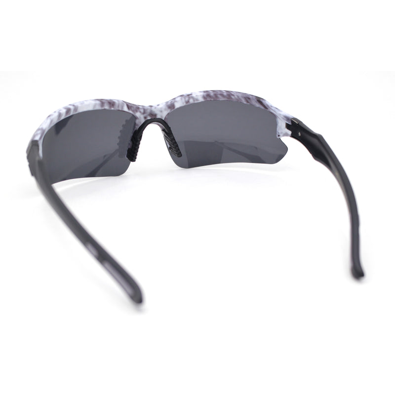 Polarized Xloop Camo Print Wrap Half Rim Baseball Sport Plastic Sunglasses