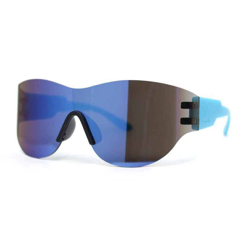 Mens Retro Color Mirror Shield Wrap Futuristic Sport Sunglasses