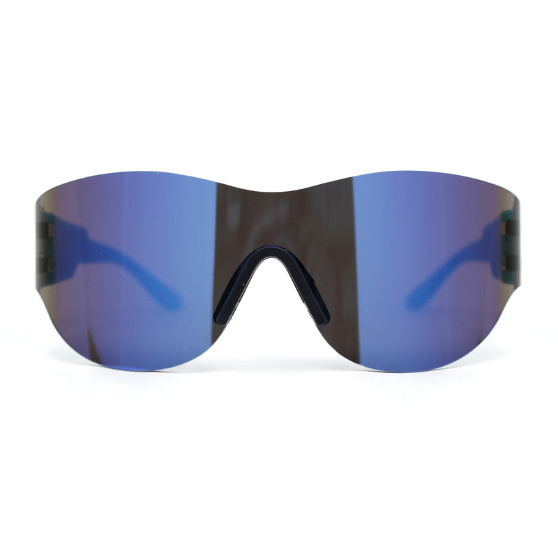 Mens Retro Color Mirror Shield Wrap Futuristic Sport Sunglasses