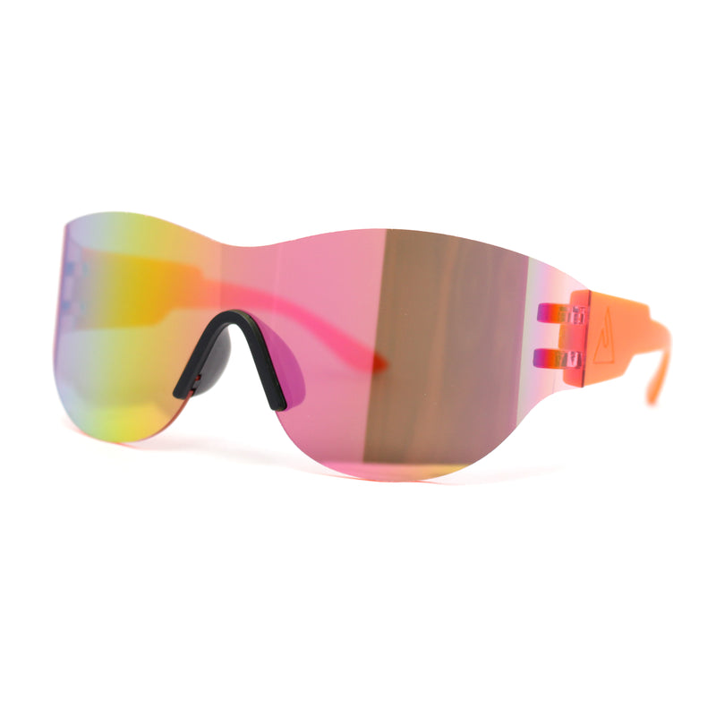 Mens Retro Color Mirror Shield Wrap Futuristic Sport Sunglasses