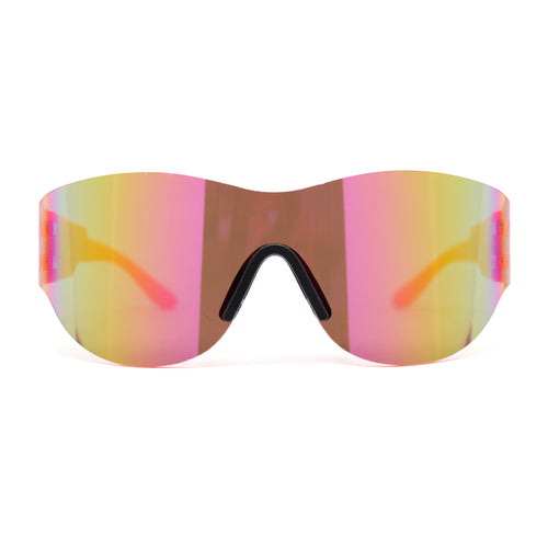 Mens Retro Color Mirror Shield Wrap Futuristic Sport Sunglasses