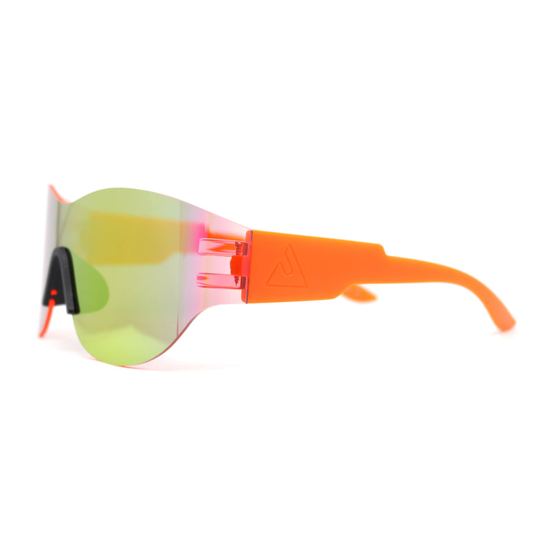 Mens Retro Color Mirror Shield Wrap Futuristic Sport Sunglasses