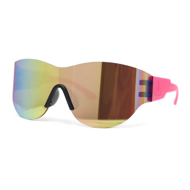 Mens Retro Color Mirror Shield Wrap Futuristic Sport Sunglasses