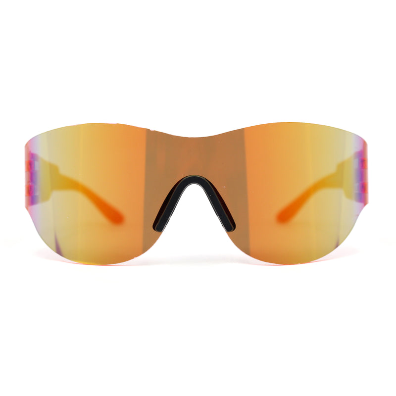 Mens Retro Color Mirror Shield Wrap Futuristic Sport Sunglasses