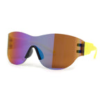 Mens Retro Color Mirror Shield Wrap Futuristic Sport Sunglasses