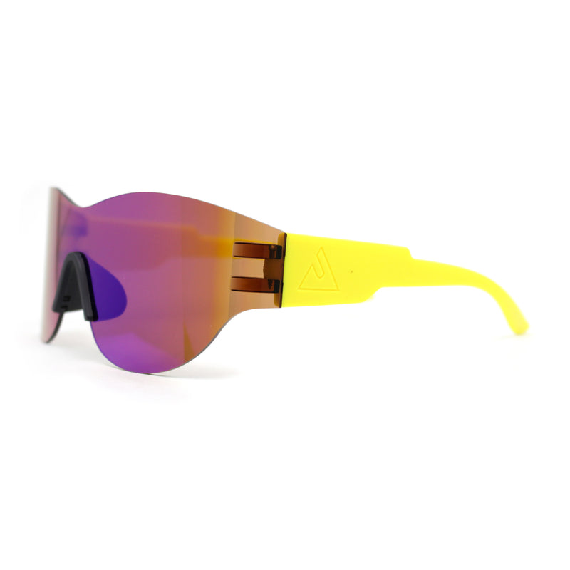 Mens Retro Color Mirror Shield Wrap Futuristic Sport Sunglasses