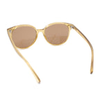 Womens Round Rhinestone Temple Horn Rim Thin Plastic Sunglasses