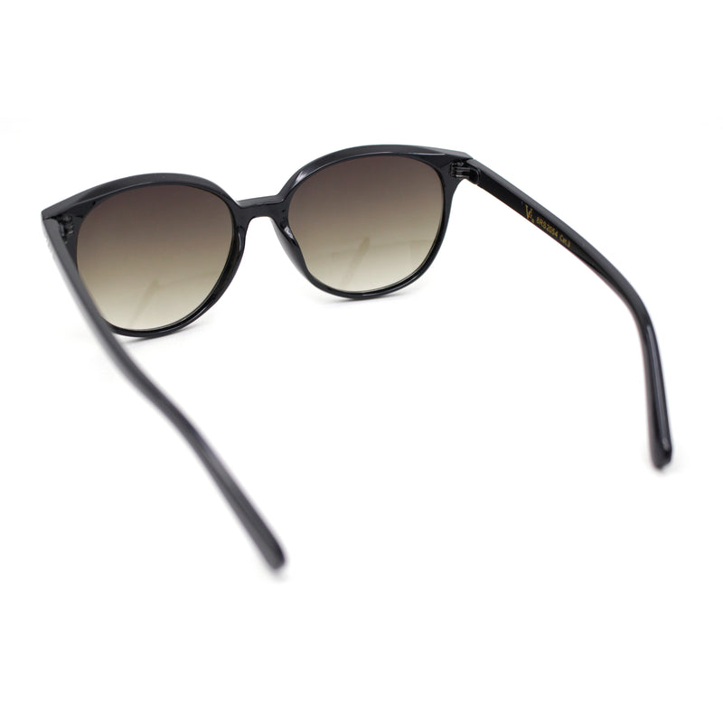 Womens Round Rhinestone Temple Horn Rim Thin Plastic Sunglasses