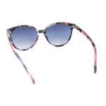 Womens Round Rhinestone Temple Horn Rim Thin Plastic Sunglasses