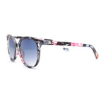 Womens Round Rhinestone Temple Horn Rim Thin Plastic Sunglasses