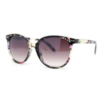 Womens Round Rhinestone Temple Horn Rim Thin Plastic Sunglasses