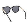 Womens Jewel Chain Arm Inset Lens Horn Rim Flower Pin Sunglasses