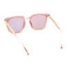 Womens Jewel Chain Arm Inset Lens Horn Rim Flower Pin Sunglasses