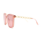Womens Jewel Chain Arm Inset Lens Horn Rim Flower Pin Sunglasses