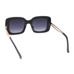 Womens Thick Plastic Rectangle Elegant Metal Arm Mod Sunglasses